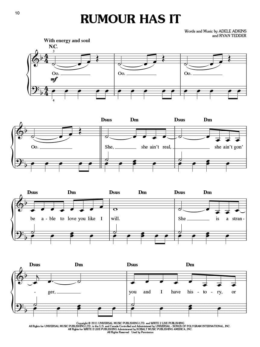21 (Easy Piano): Buch, Songbook für Klavier