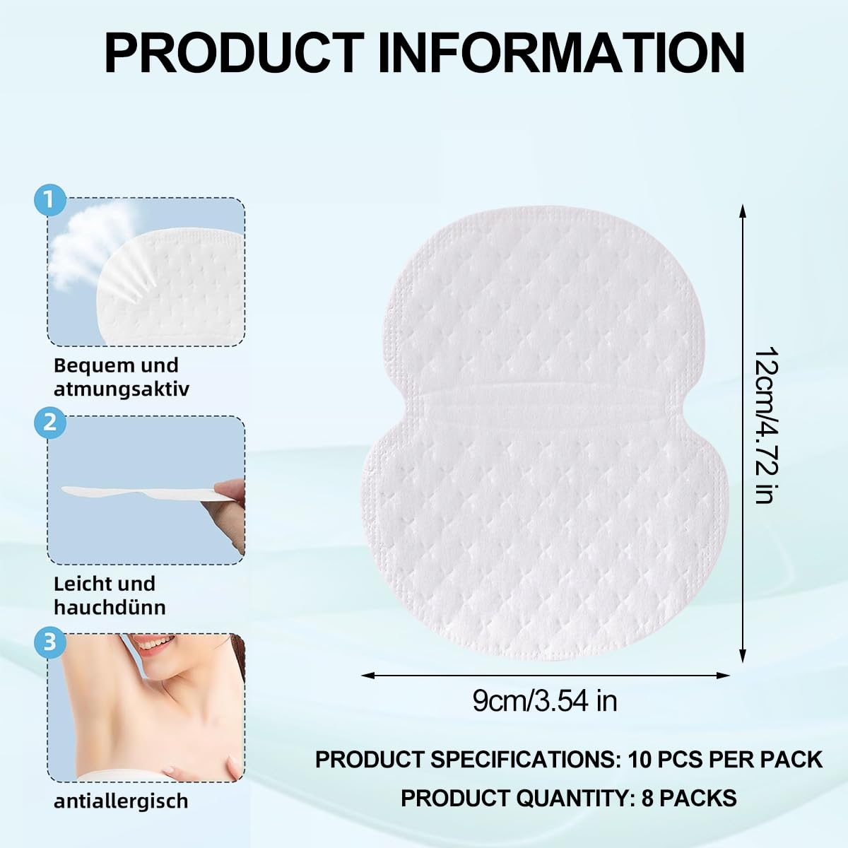 80 Pieza Almohadillas Sudor Axilas Absorción, Almohadilla Axila Autoadhesiva, Parches Sudor Axilas Desechables Absorción Sudor y Eliminar Olor Hombres y Mujeres