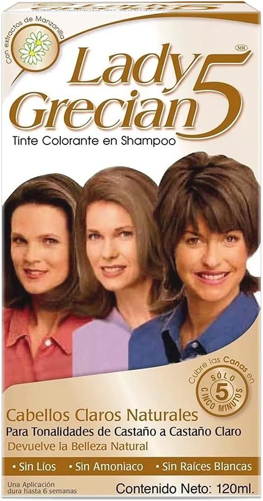 Grecian, Lady Grecian 5, Tinte Colorante en Shampoo, Cubre las Canas