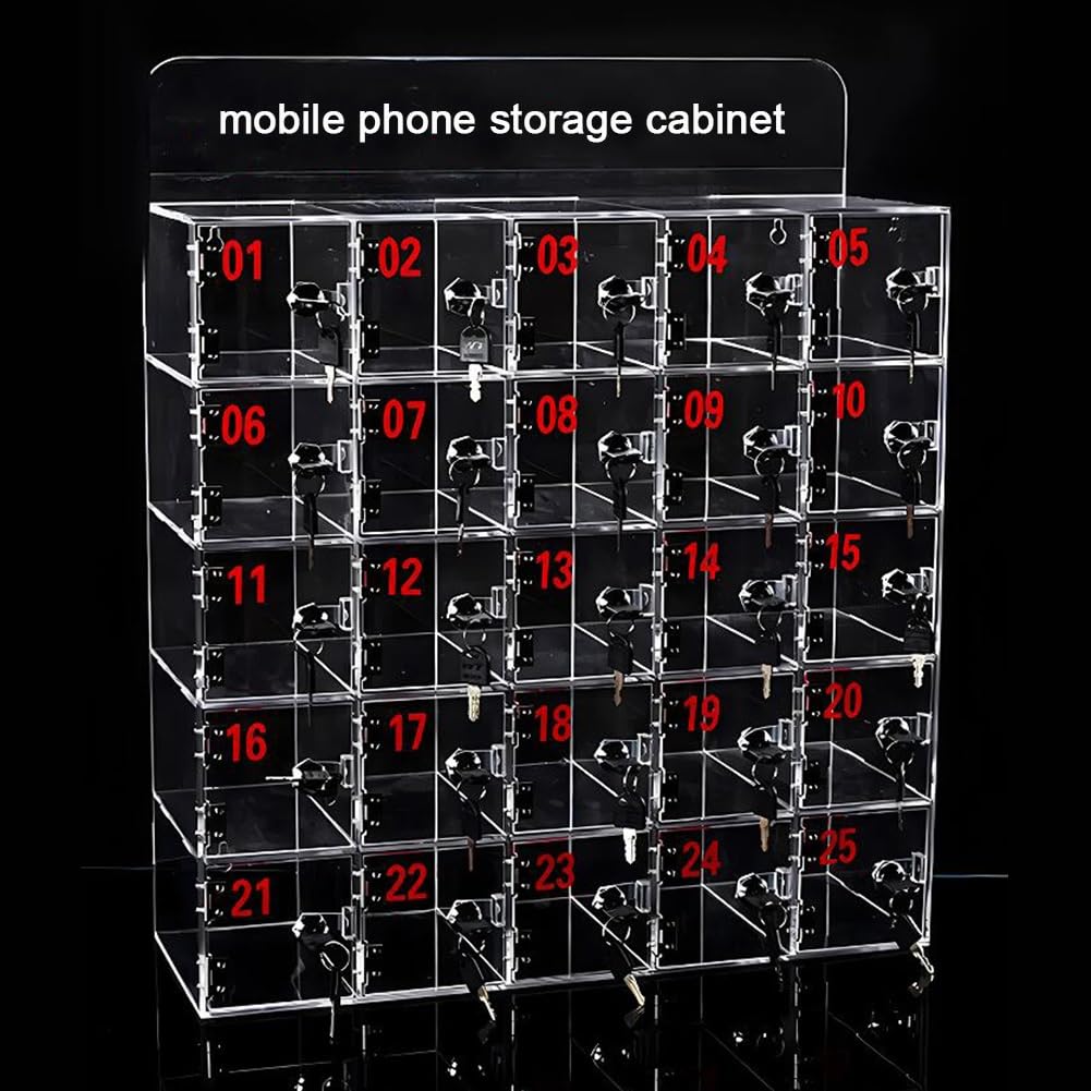 SDdPulse Armadietto per cellulare in acrilico trasparente, con serratura e chiavi, per scuola, ufficio, fabbrica e aula, durevole, sicuro, 415 x 185 x 415 mm, Perfec, trasparente, 950 x 180 x 630 mm