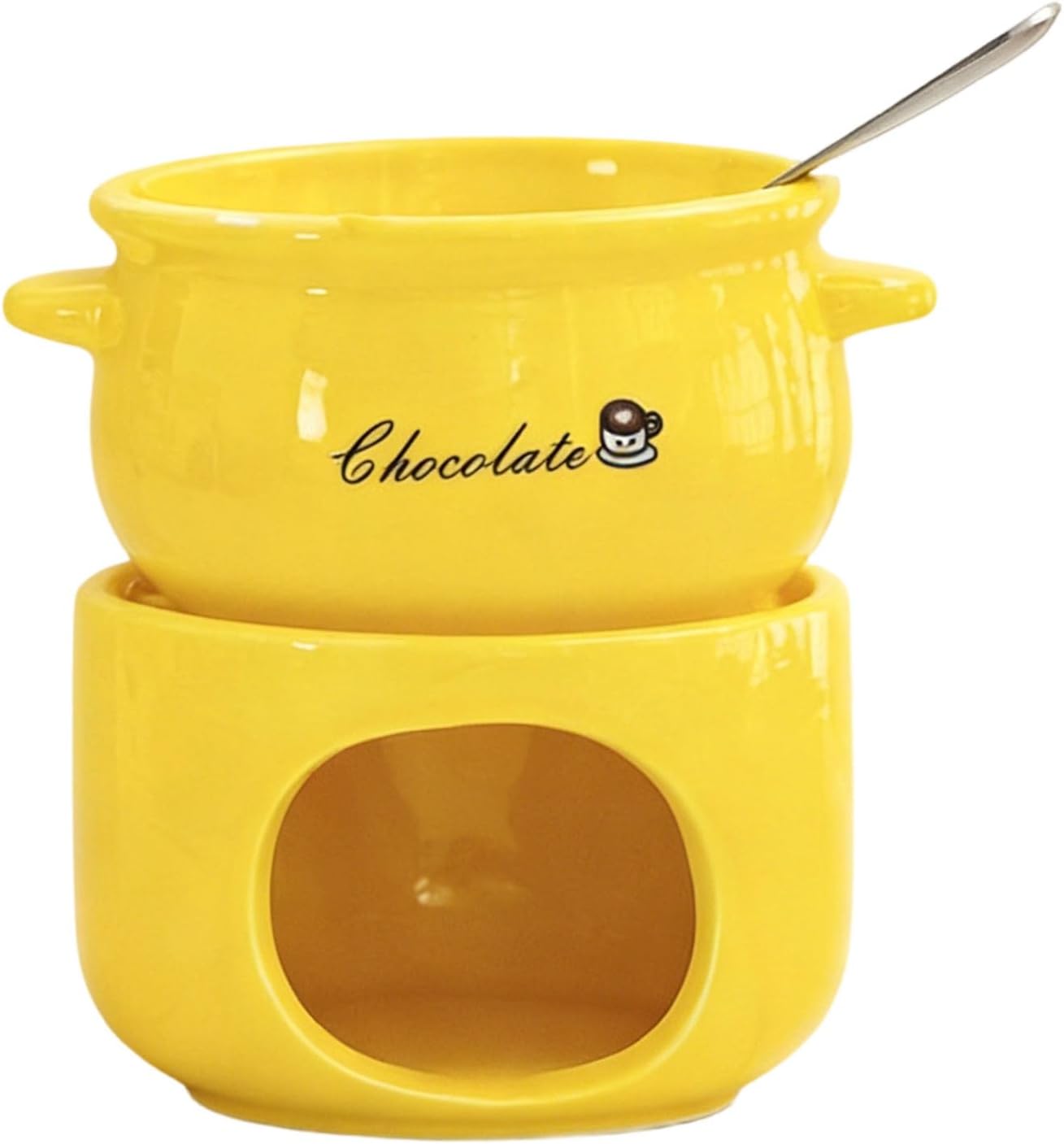 ordinarYone Ceramic Chocolate Pots with Heating Base for Smooth, Uniform Fondue for Baking and Dessert Making