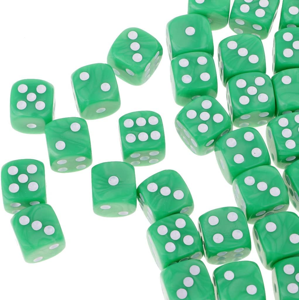 Zestaw kości do gry, zestaw 50 szt. przezroczystych K6 sześciostronny, niebieski (Color : Groen)
