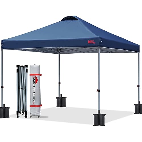 MASTERCANOPY Durable Pop-up Canopy Tent with Roller Bag (10x10, Navy Blue)