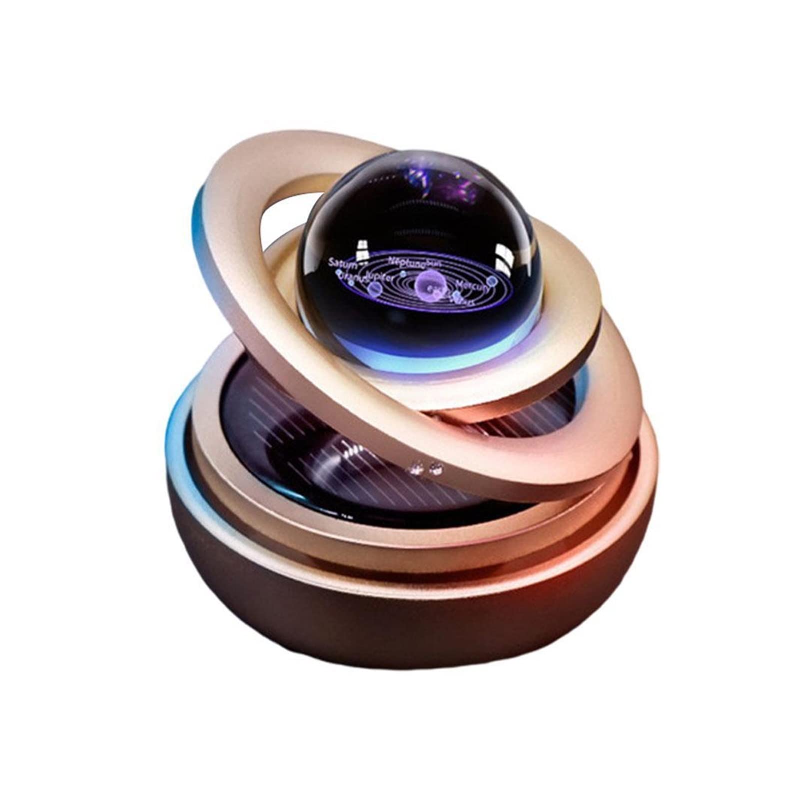 Double Bague Suspension Solaire de Voiture Solaire Solaire Galaxy Rotation Ornements de la Voiture Décoration de Voiture Lévitations magnétiques Ferrinosité (Color Name : Gold)