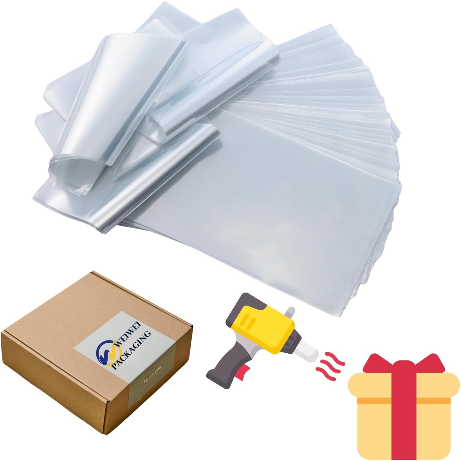 WEIWEI - 8x12 inch 500PCS Odorless PVC Heat Shrink Wrap Bags with Vent Hole