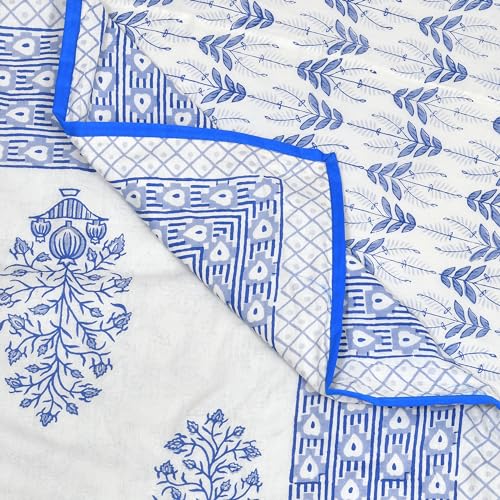 Image of BLOCKS OF INDIA 100% Cotton Dohar King Size Reversible Hand Block Printed Malmal Summer Dohar /Blanket (Color 8)