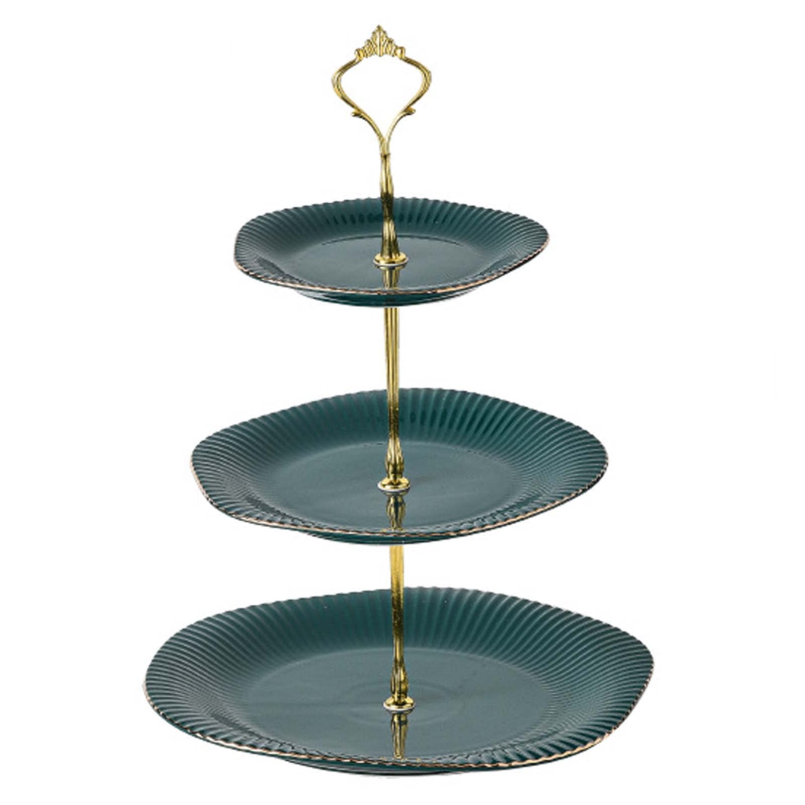 Alzate per Torte in Ceramica a 3 Livelli, Supporto per Torta da Dessert a Torre, espositore Rotondo per Decorazioni per Feste di Compleanno, Matrimoni e tè pomeridiano.
