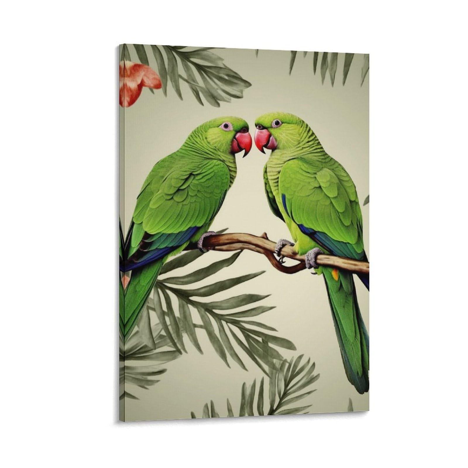 Impression sur toile moderne pour décoration murale maison perroquets olive - 8