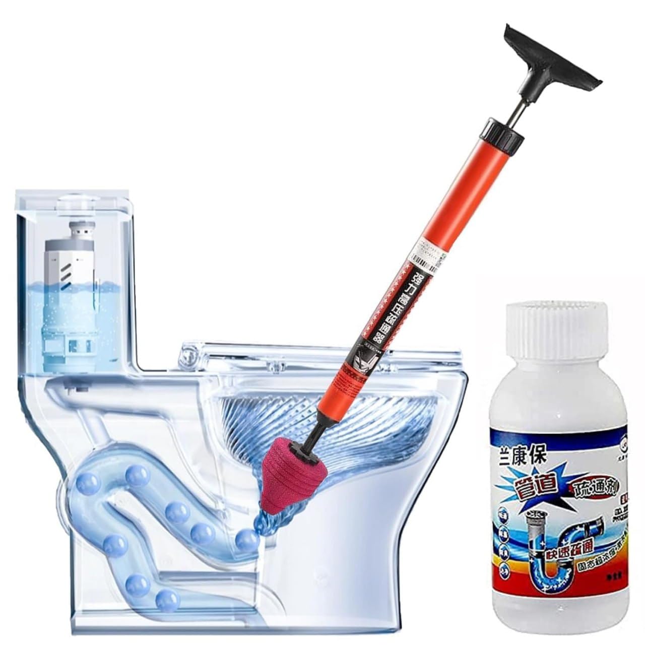 Plastic Handle Turbo Flush High Pressure Dredging Tool, High Pressure Toilet Plunger, Air Pump Plunger for Toilet, High Pressure Toilet Unblock One Shot Toilet Pipe Plunger for Clogged Pipe-image-27