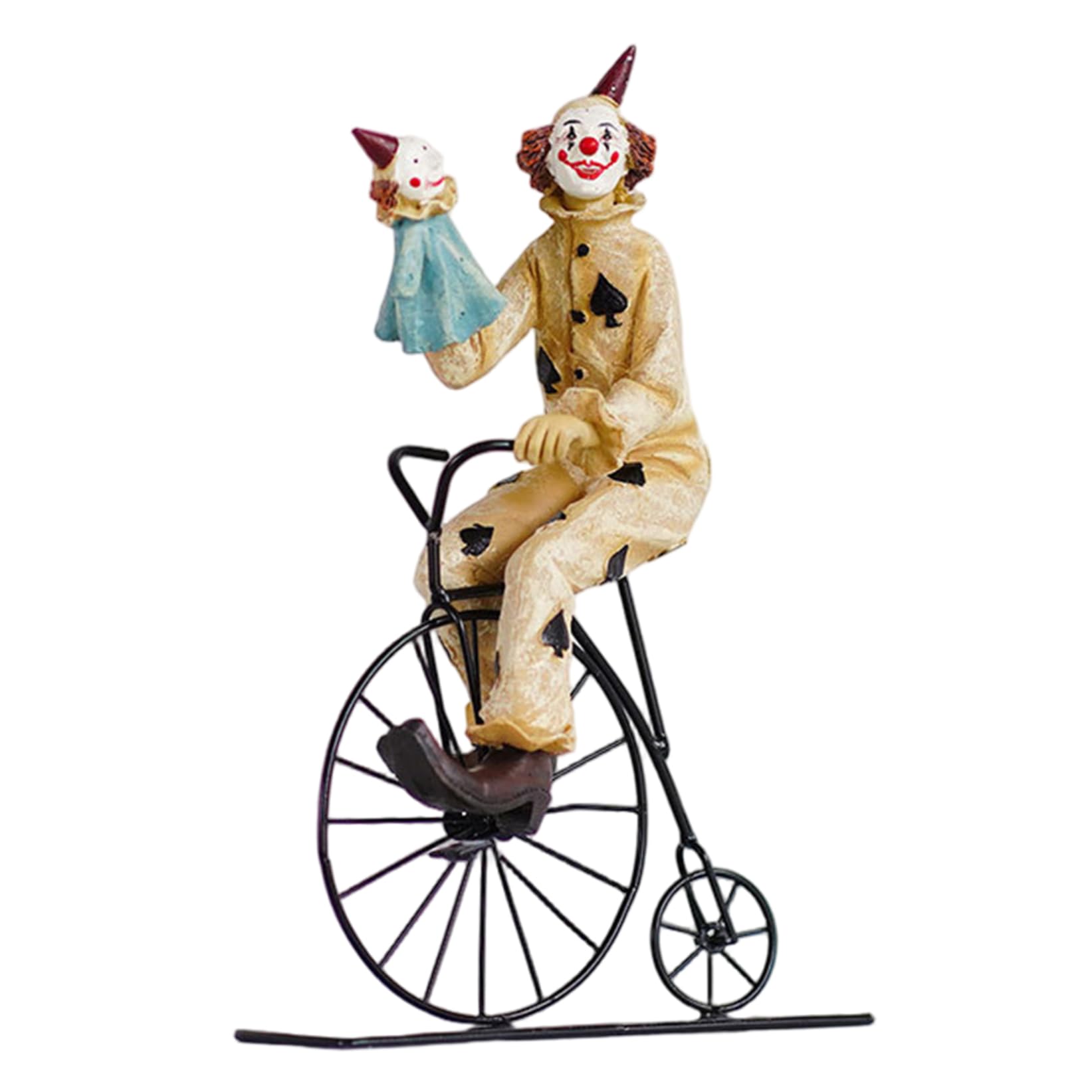 Hbbgdiy 1Pc Art The Clown Statue Resin Cycling Clown Figurine Desk Ornament Horror Decoration For Cabinet Dining Room Table Centerpiece Home Decor Collectible Figurines 7.9X2.4x11.8in