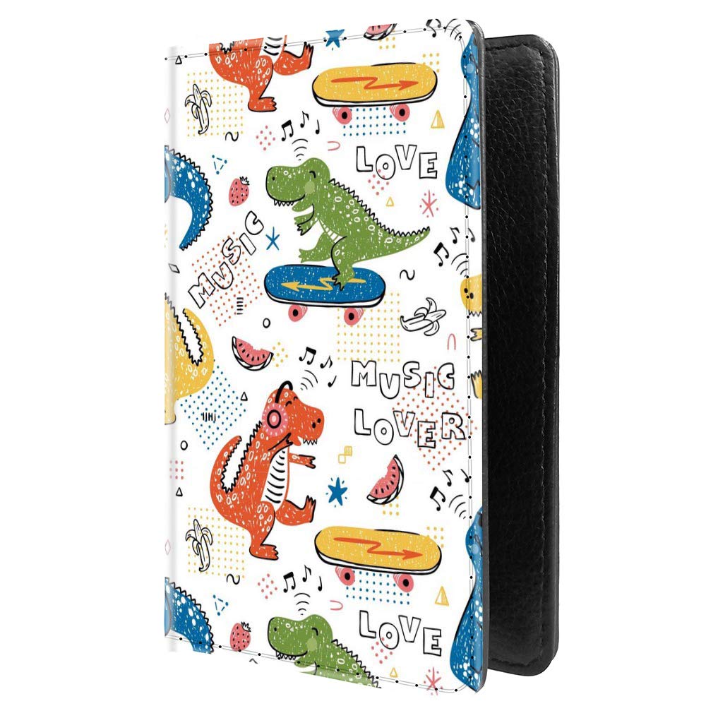 PU Leather Passport Holder Travel Wallet RFID Blocking Card Case Cover With Unique Pattern (Kids fashion with Cute Dinosaur £