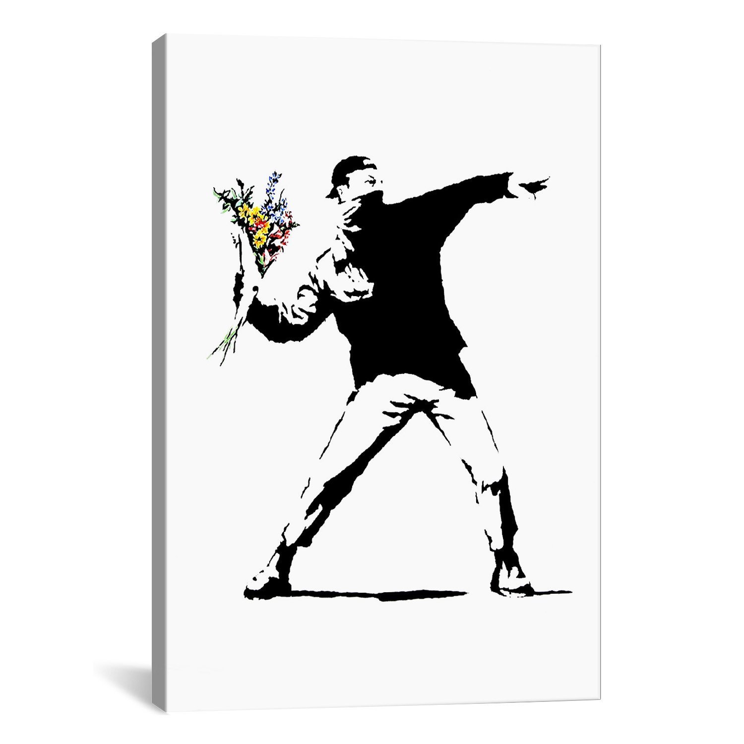 CanvasChamp Rage Flower Thrower Canvas Art Print by Banksy, 18 by 12-inch