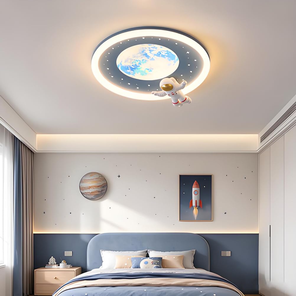 AoLa Dziecięca lampa sufitowa LED księżyc z możliwością ściemniania za pomocą pilota lampa sufitowa projekt astronauty nowoczesna lampa księżycowa pokój dziecięcy lampa dekoracyjna