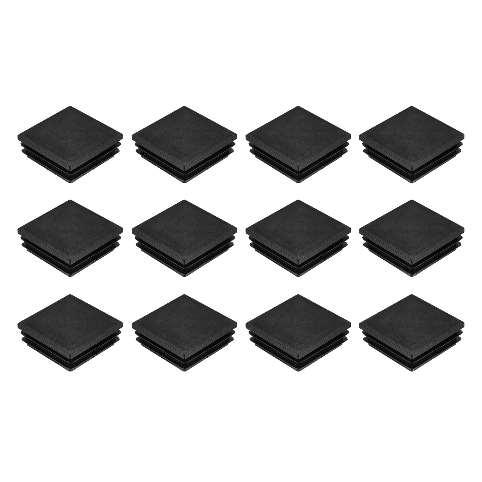 uxcell 12Pcs Square Plastic Plugs, 50 x 50mm/1.97 x 1.97inch PE Pipe Tubing End Caps for 44-48mm/1.73-1.89inch Square Tube Furniture Chair Leg, Black
