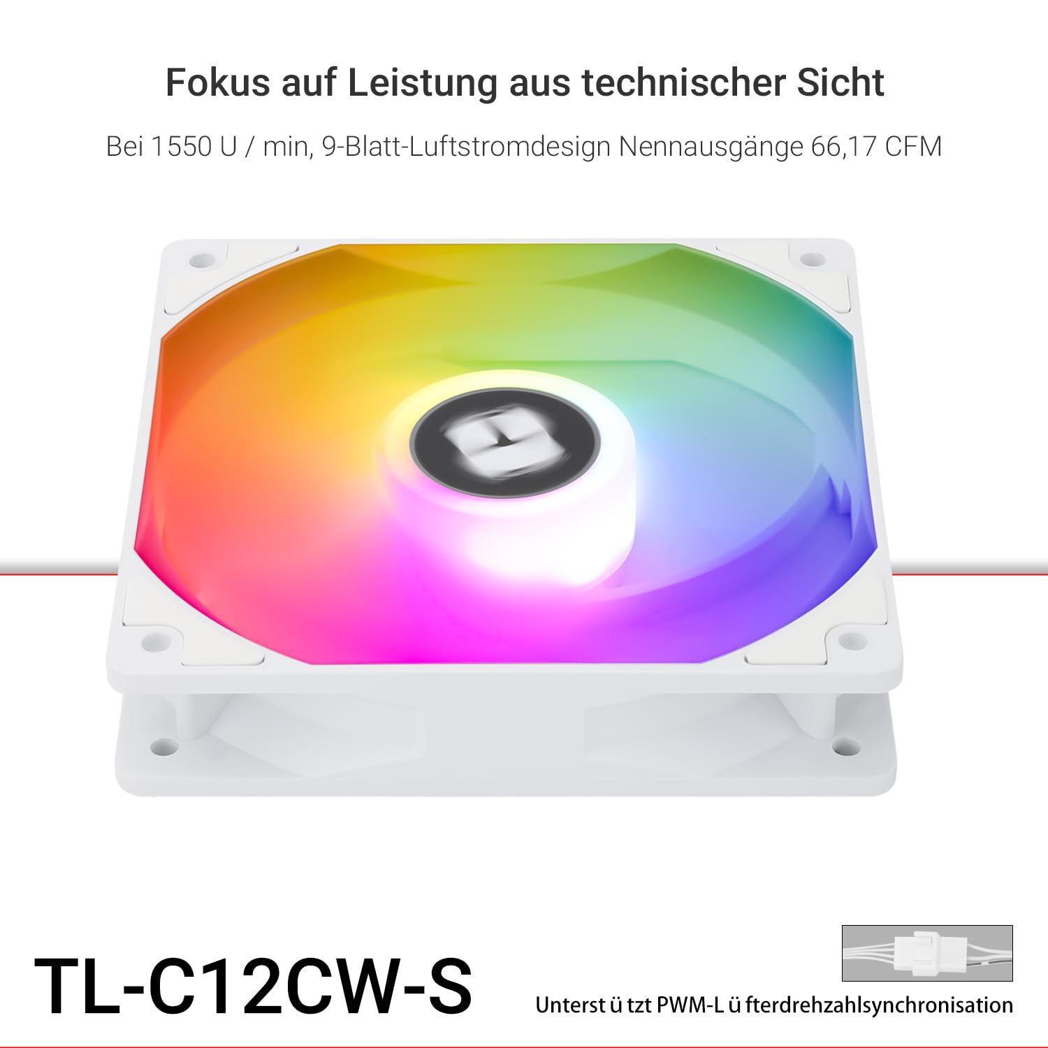 TR-Thermalright TL-C12CW-S wentylator CPU PWM ARGB 120 mm, cichy wentylator 1550 RPM, biały wentylator CPU, może być sparowany z obudową / chłodnicą procesora