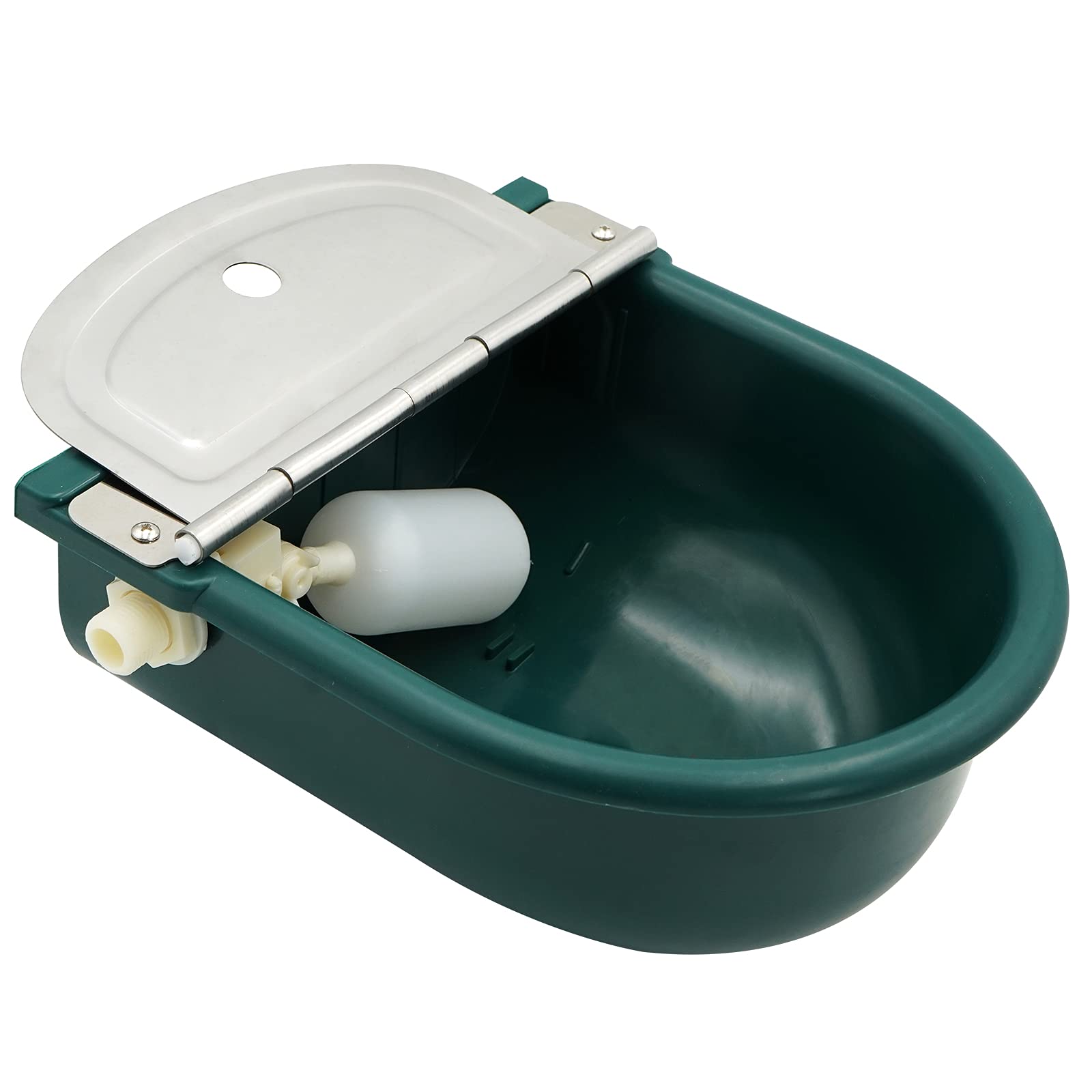 Acquerello automatico grande per cavalli, con valvola galleggiante e tappo di scarico, erogatore automatico di acqua per pecore, cane, cavallo, mucca, maiale in plastica (verde scuro)