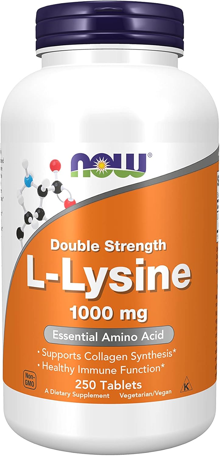 NOW Supplements, L-Lysine (L-Lysine Hydrochloride) 1,000 mg, Double Strength, Amino Acid, 250 Tablets : Health & Household