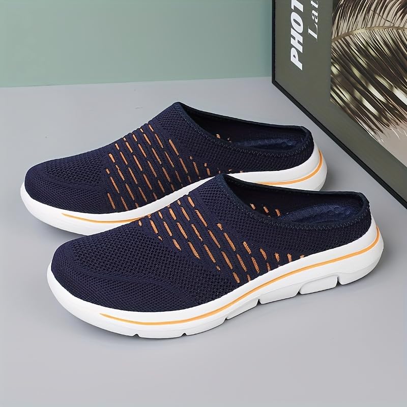 Men's Breathable Mesh Mules Fashionable Knit Slip-Ons with Soft Soles for Casual Daily Wear2