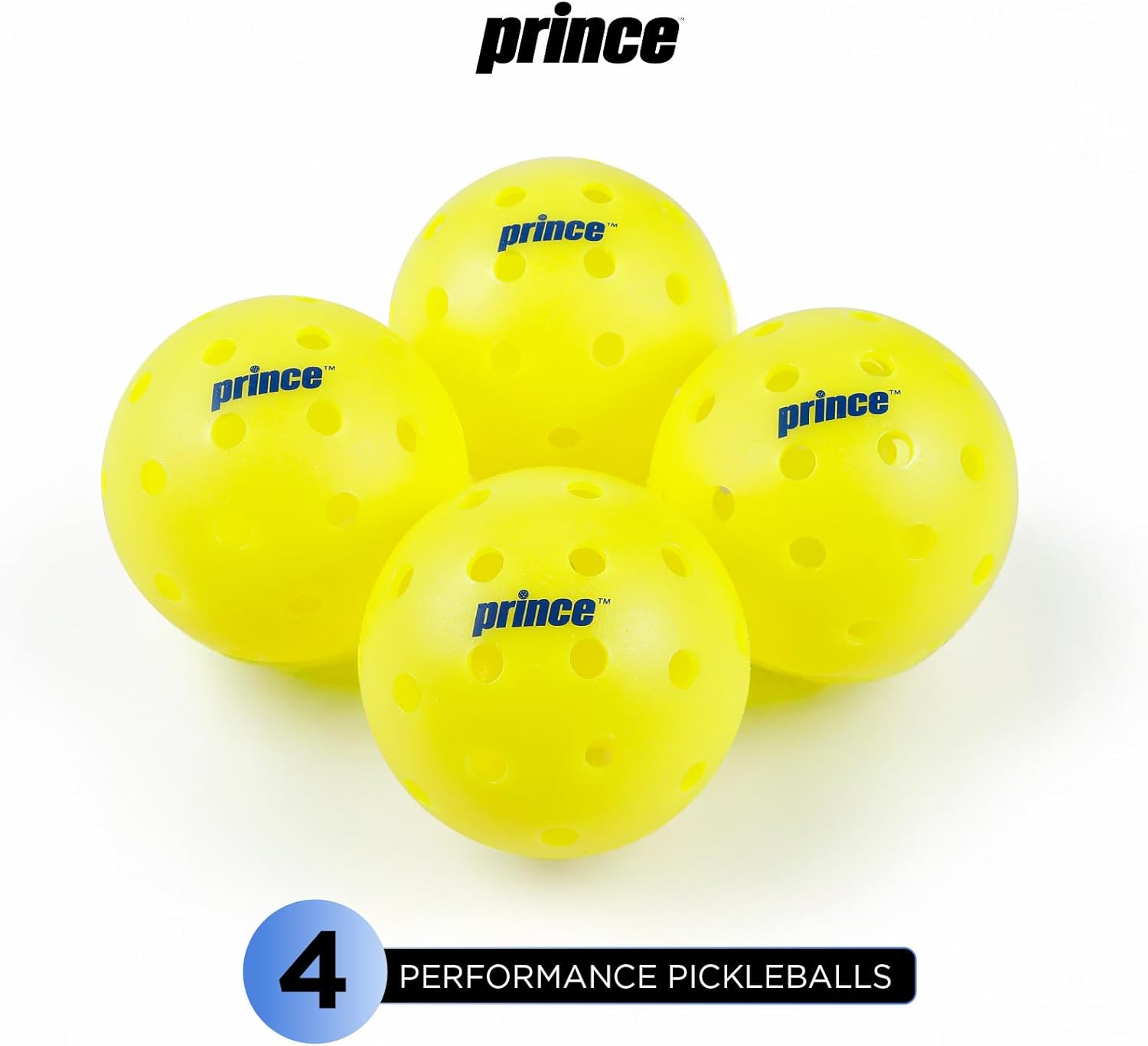 Prince - Pickleball Set for 6 Players with Paddles, Precision Engineered Pickleball Balls with 40 Holes Pattern, Ideal for Sports Enthusiasts