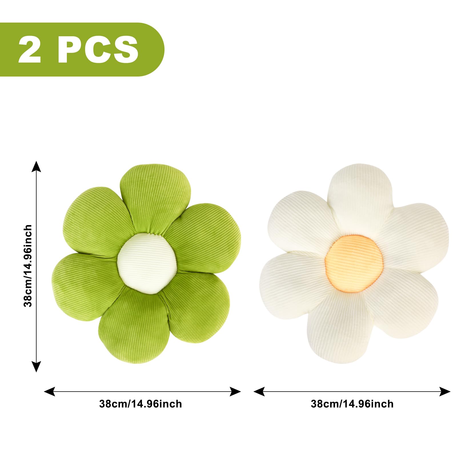 QKURT 2 Pcs Flower Pillows, Flower Shaped Cushion Floor Chair Seat Pad,Fluffy Soft Petal Cushion - Image 2