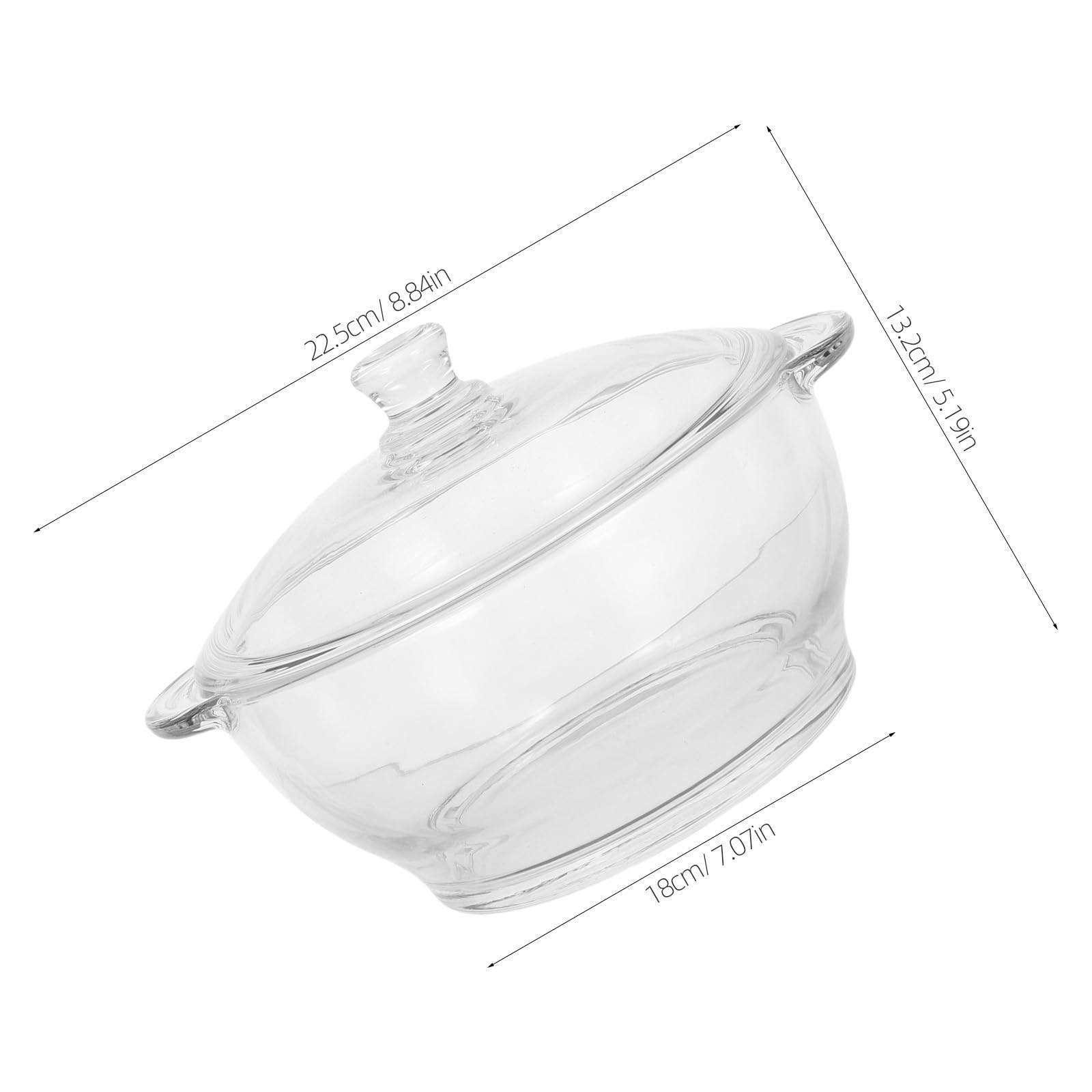 STOBAZA Schmortopf mit Deckel aus Hitzebeständigem Glas 1,5l mit Doppelgriffen für Einfaches Handling für Suppen und Babynahrung im Haushalt