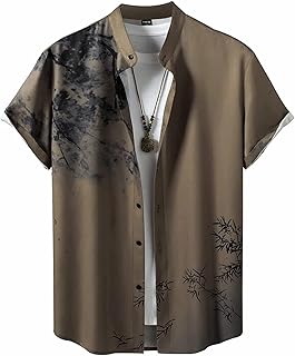 uiriuy Men's Men Regular Fit Floral Print Cut Away Collar Casual Shirt-picture-10