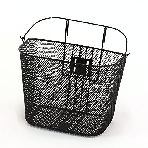 Bycicle Gear Fahrrad Lenkerkorb für Vorne mit Haken-Fahrradkorb Fahrradtasche-mit Bügel-34 x 25 x 26 cm, Schwarz