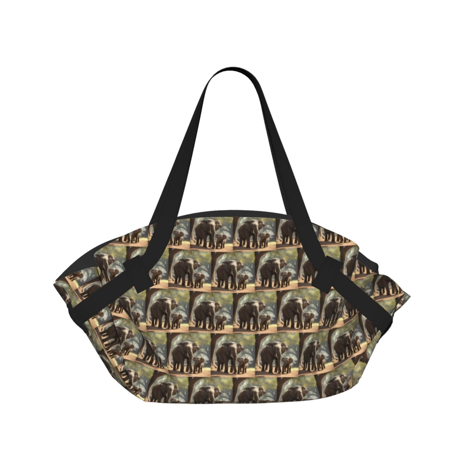 UVBDF Elephant 2-in-1 Camping Blanket Tote, Waterproof Stylish Printed Outdoor Bag for Beach Park and Picnic