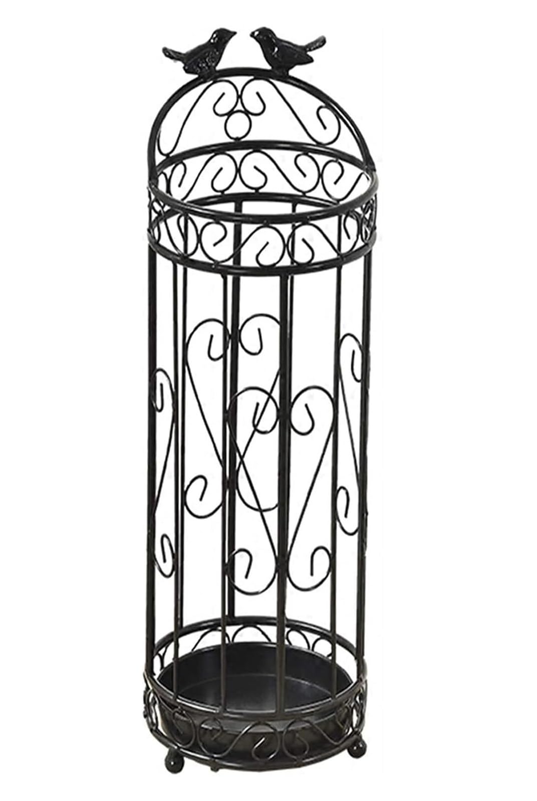 Portaombrelli Alto In Ferro Per Ingresso - Supporto Da Pavimento Per Ombrelli E Bastoni, Design Moderno Bianco/Nero (15x15x42 Cm)