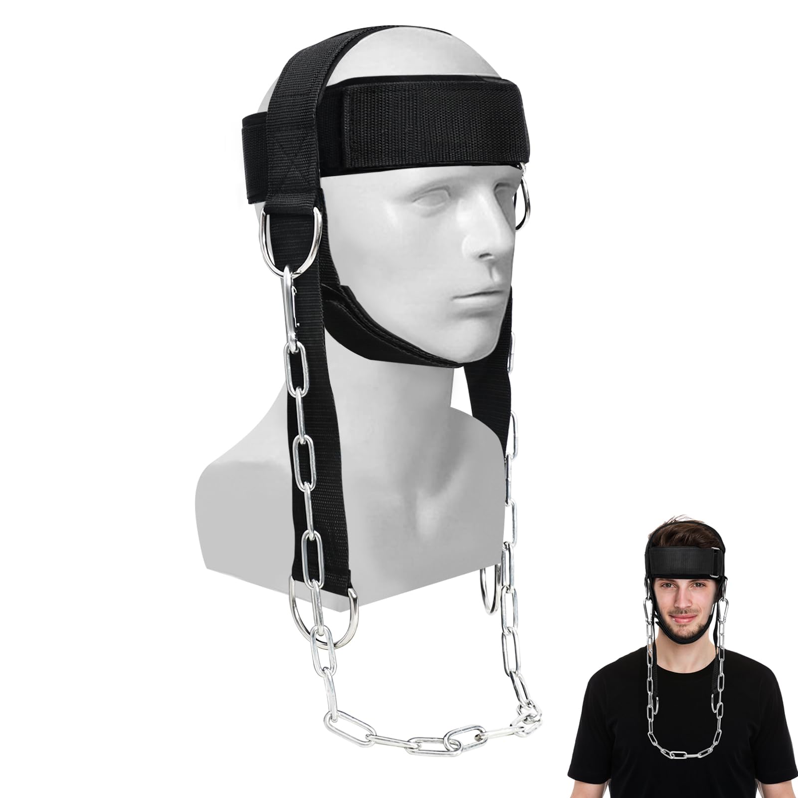 Powerfeng Neck Harness for Weight Lifting: Neck Exerciser Strengthener Head Weights - Neck Workout Exercise Trainer Neck Flex Upper Back Muscle Builder