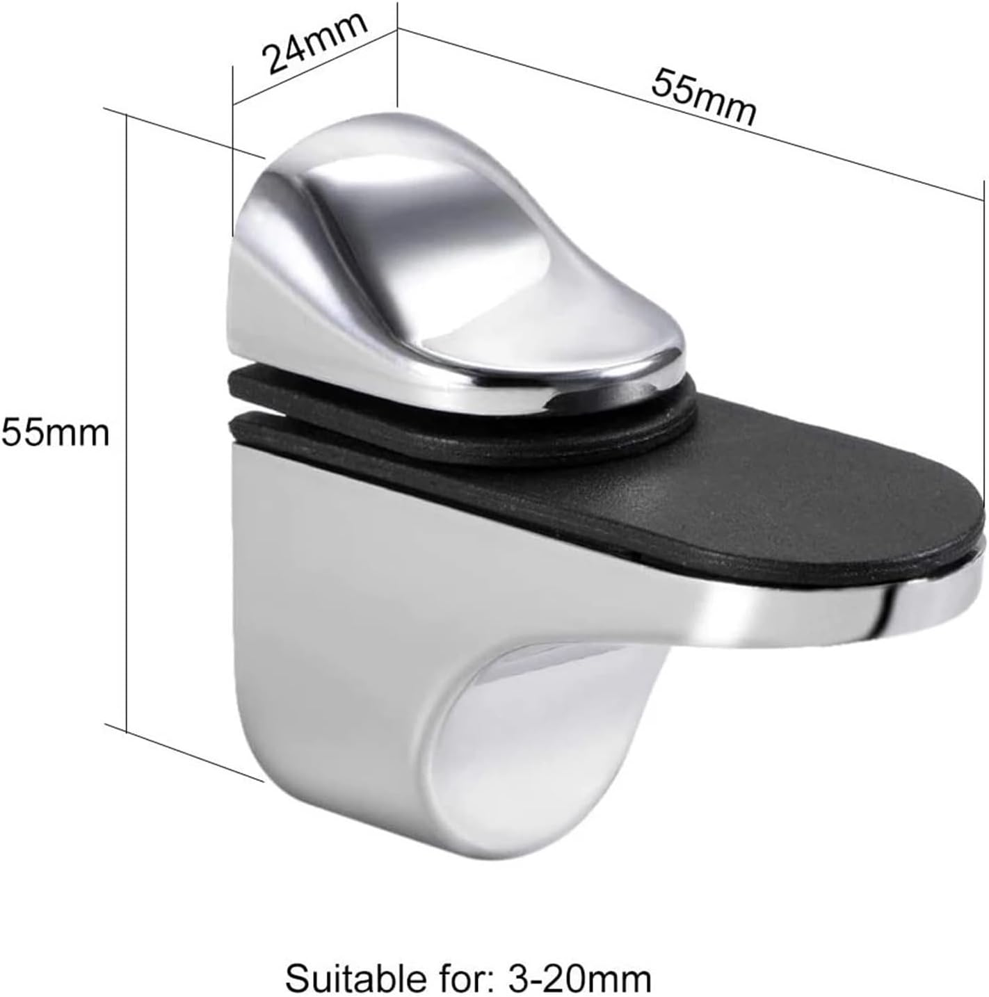 ガラスクランプサポートツール 大型パーティションボード 55 x 24 mm 調整可能ブラケット 1個