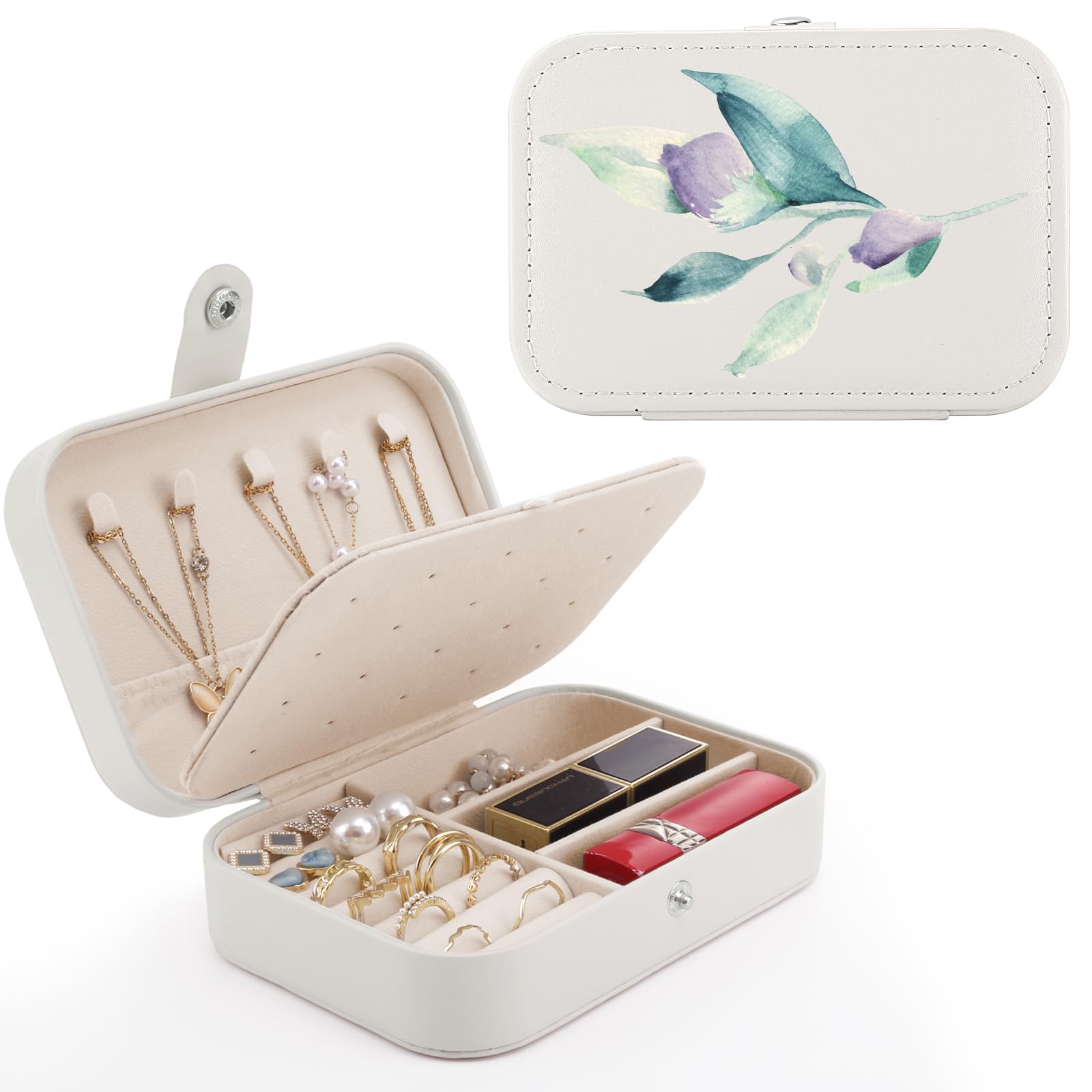 Casiwaft Mini portagioielli da viaggio in velluto con specchio, portagioie da viaggio organizer per ragazze e donne, portagioielli piccoli per anelli, orecchini, collane, bracciali, Blu