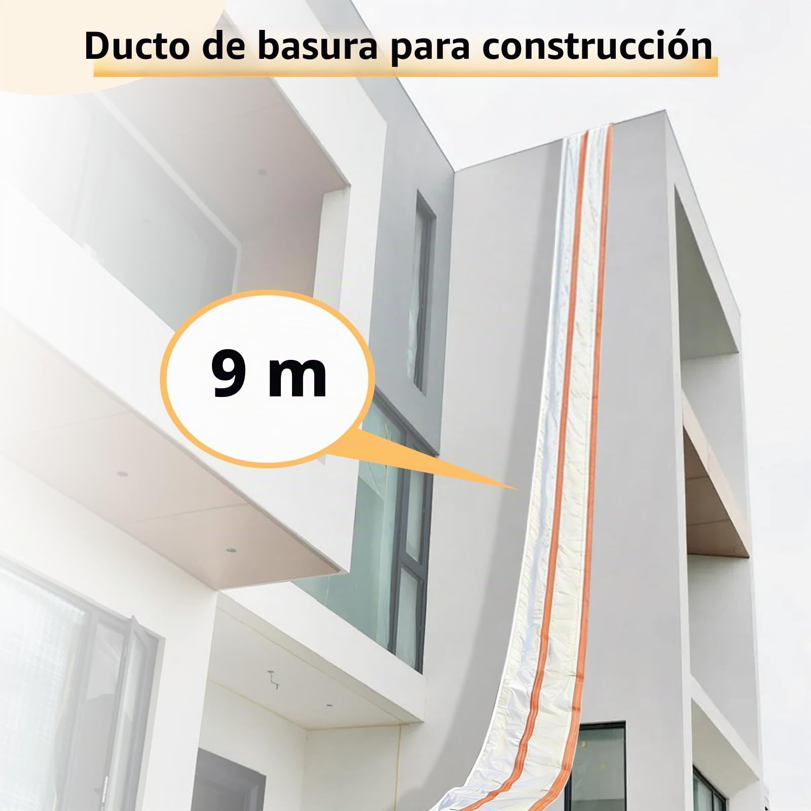 9M Conducto de Escombros, Conducto para Escombros de Construcción | Bolsa de Basura con 12 Correas de Tensión para Transportar Residuos de Cemento, Residuos