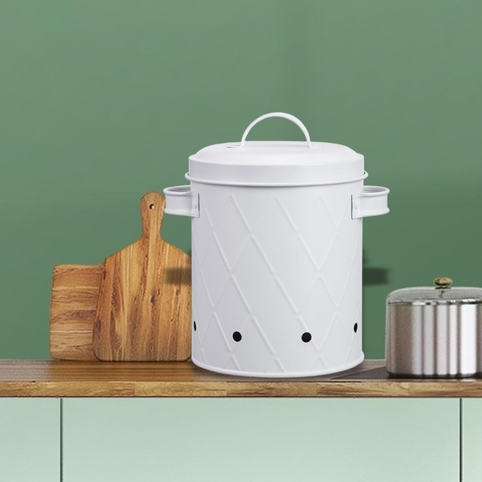 rockible Kartoffel Zwiebel Knoblauch Topf, Belüftete Metallbox, Gemüse Aufbewahrungsdose, Lebensmittelbehälter Eimer für Picknick, Outdoor, Langsames Kochen, C, Weißer Stil B