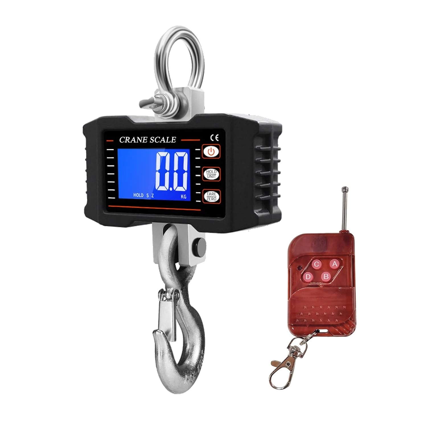 Crane Scale, Crane Scale Digital Hanging with Remote Control 1000 Kg 2204 Lbs Portable Service Industrial Hook LCD Backlight Commercial Use,Digital Hanging Scale(Oranje)