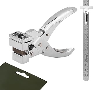 T Slot Shape Hole Punch, Heavy Duty Manual T-Shaped Hole Cutting Tool with Steel Ruler, Airplane Hole Punch Butterfly T-Hook Clamp Pliers Cutter(Silver)