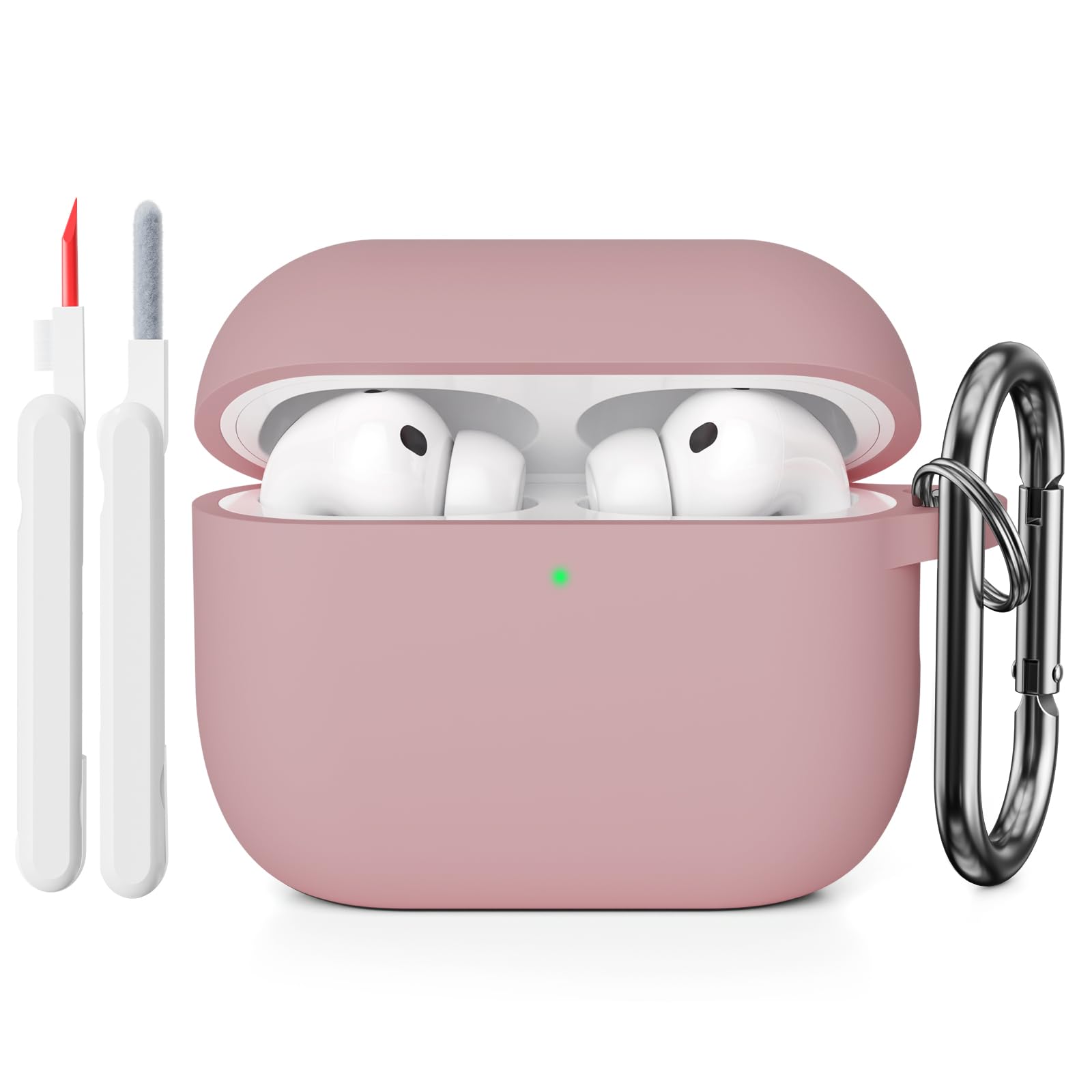 KOKOKA Funda de Silicona Compatible con AirPods Pro 3.ª Generación con Kit de Limpiador, Anti-rasguños, Anti-Polvo, Funda Case Silicona para AirPods Pro 3 con Mosquetón, LED Frontal Visible, Negro — view 53