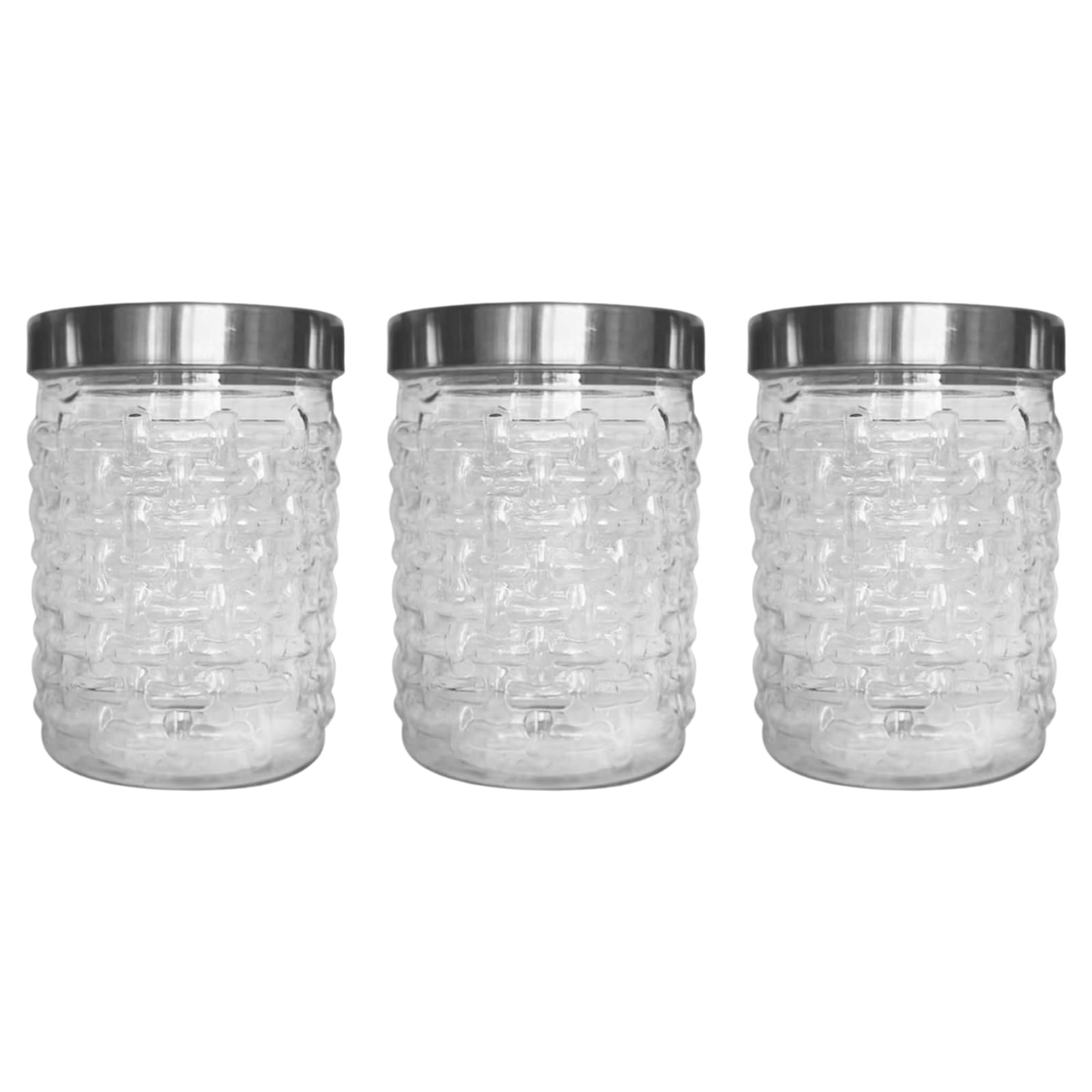QUANTA Plastic Jar with Silver Lid – Clear Airtight Reusable Storage Container for Kitchen, Crafts, Classroom, Pantry, Juice, Snacks & School Organisation (3, Transparent, 750ml)