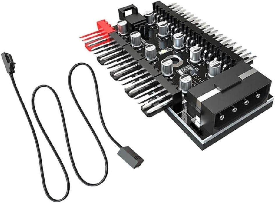 Yuisle 10 Ports PC PWM Fan Hub Splitter Cable Fans Speed Controller Adapter for Computer 4Pin