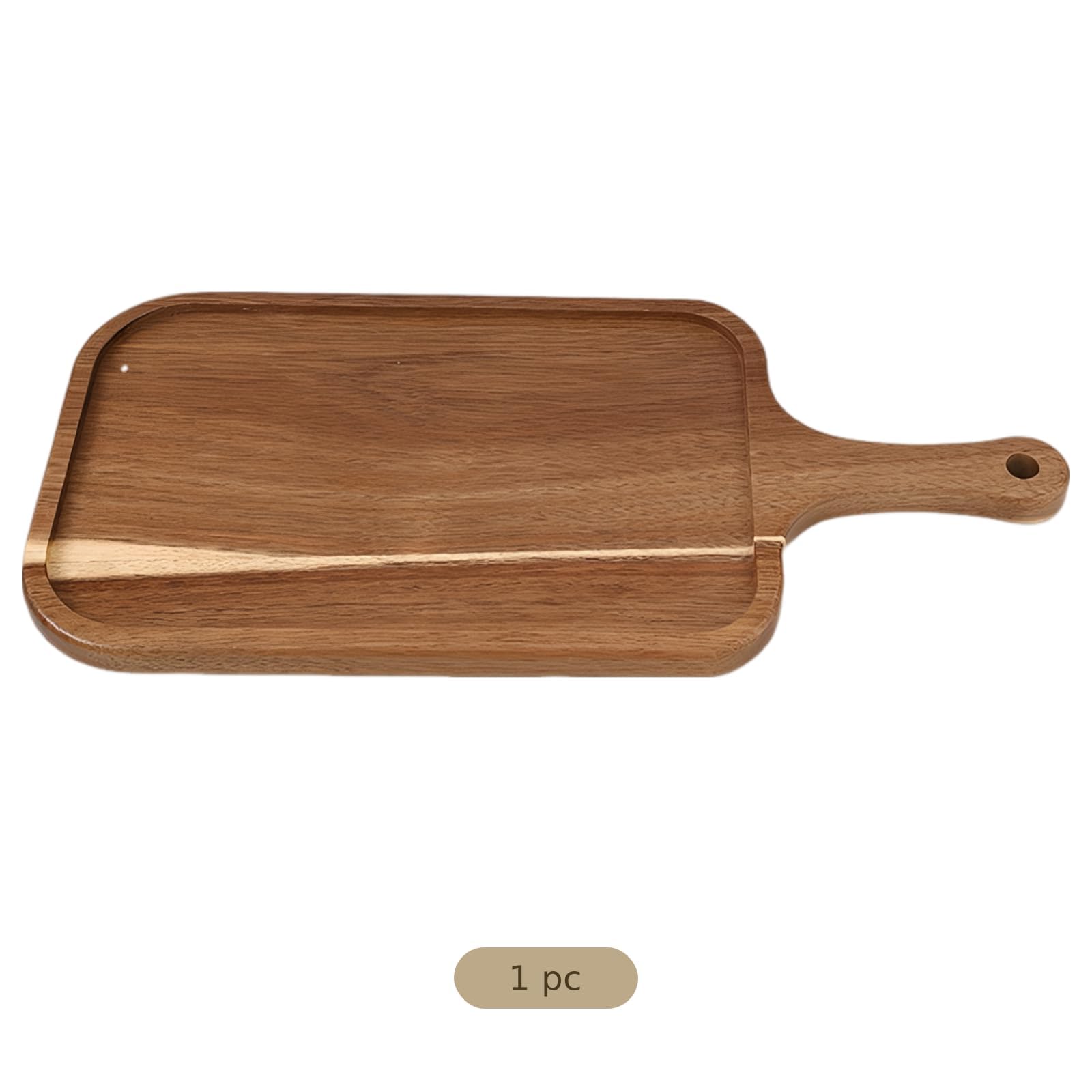 Deska do wędlin z drewna akacjowego z uchwytem, dwustronna deska do serwowania i krojenia 37 cm, idealna do rozrywki, kuchni i grilla, trwały i stylowy design