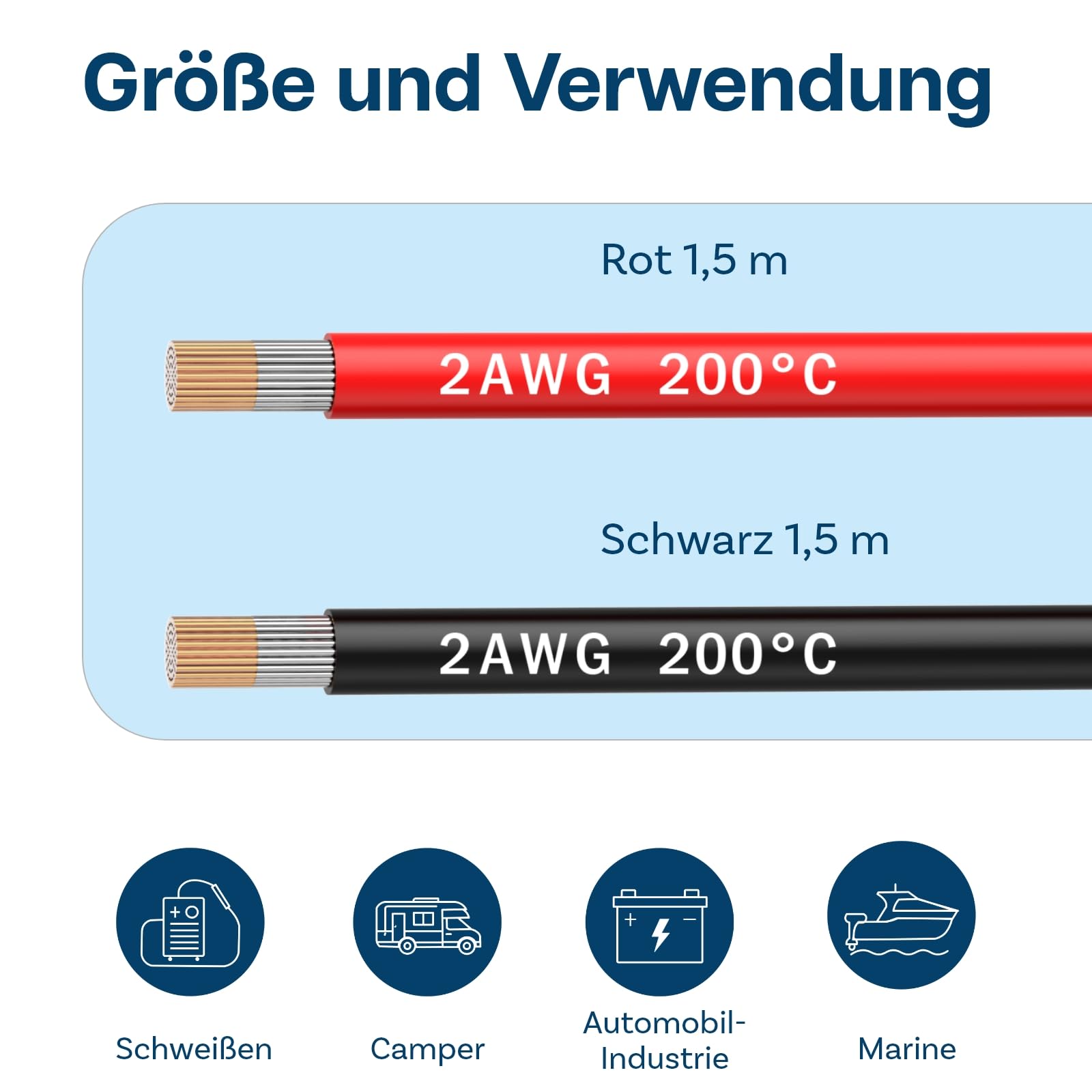 MMOBIEL Fil Électrique 2 AWG - 2 Gauge (33,62mm²) Câble en Cuivre Étamé 1,5 m / 5 ft 2 Conducteur Parallèle Rouge & Noir pour Réfrigérateurs, Climatiseurs, Batteries de Voiture, Batteries de Soudage