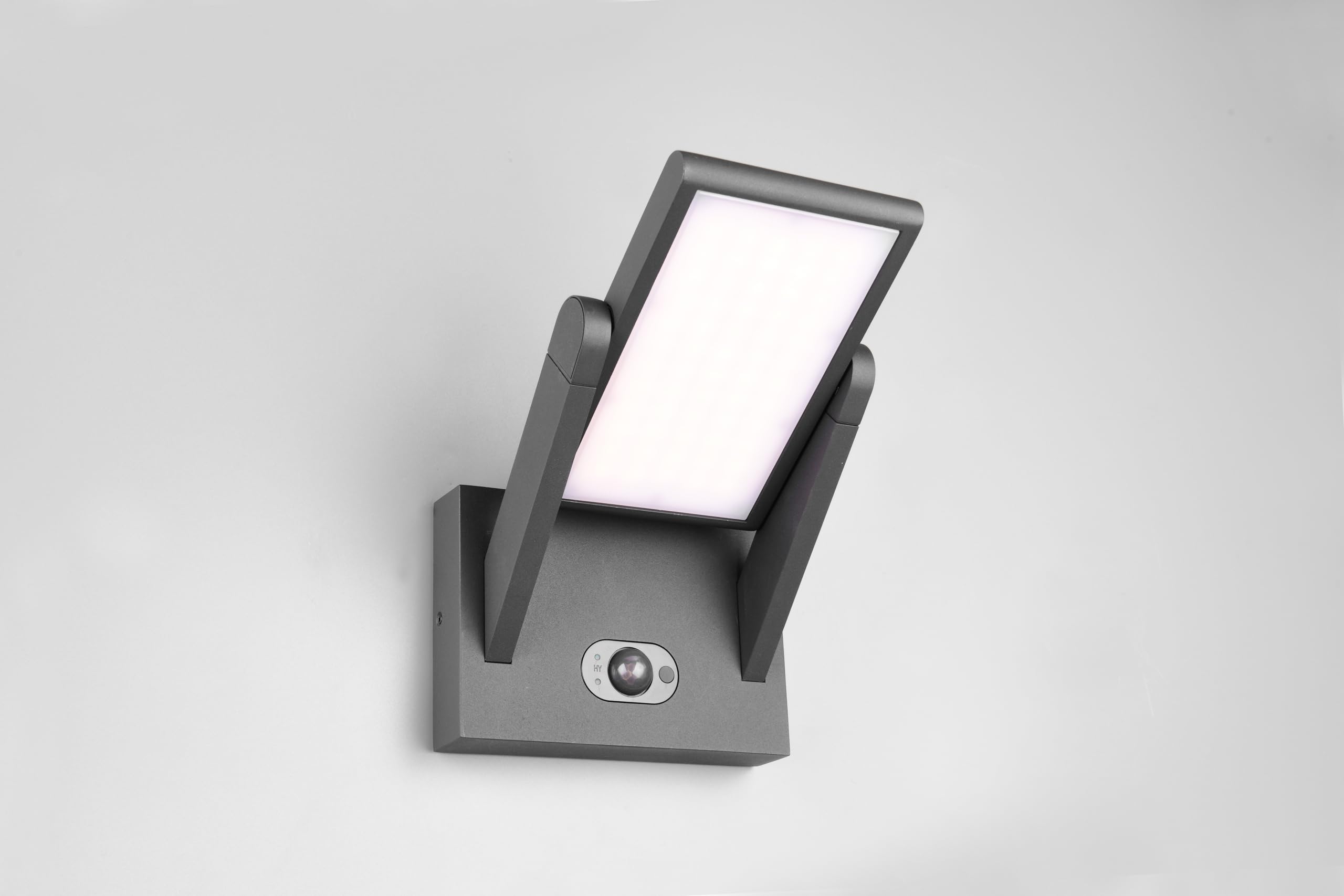 Trio Leuchten LED Außen Wandleuchte Malawi 253769142, Aluminium Druckguss Anthrazit, 5 Watt LED, Hybrid Solar/Netzbetrieb, Dämmerungssensor, Bewegungssensor