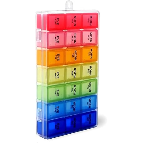 7 Days Pill Holder Organizer Tablet Box Weekly Medication Case Daily AM...