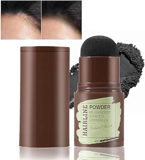 Hairline Powder Stick,Hair Shadow Powder Root Touch Up Powder, Waterproof Hair Shading Sponge Pen Hair Filler Powder For Cover Gray Hair Root, Hair Touch-Up, Thin Hair (Black, 4…