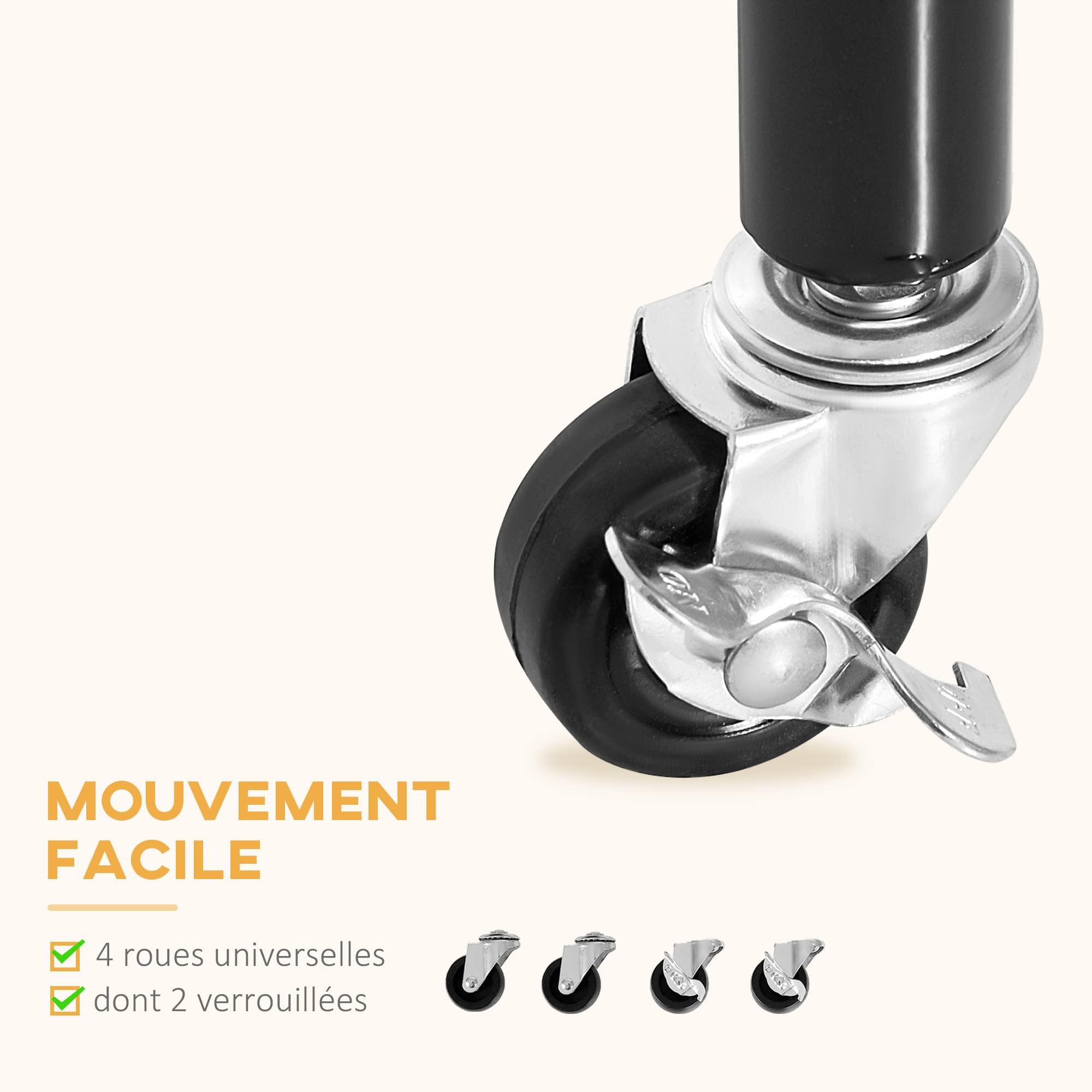 HOMCOM Portant à Vêtements Roulettes 140 Kg 120 x 60 x 170 cm Acier Noir | Tringle a Vêtement Solide, Charge 140 Kg, Porte-Manteau