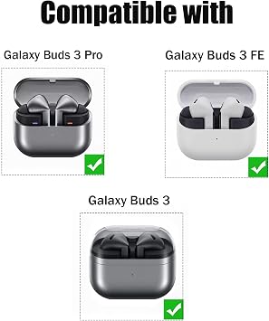 Samsung Galaxy Buds 3 Pro 3/3 FE用ソフトシリコンイヤーフック | 滑り止めフィット | ストラップ&クリーニングクロス付き ブラック