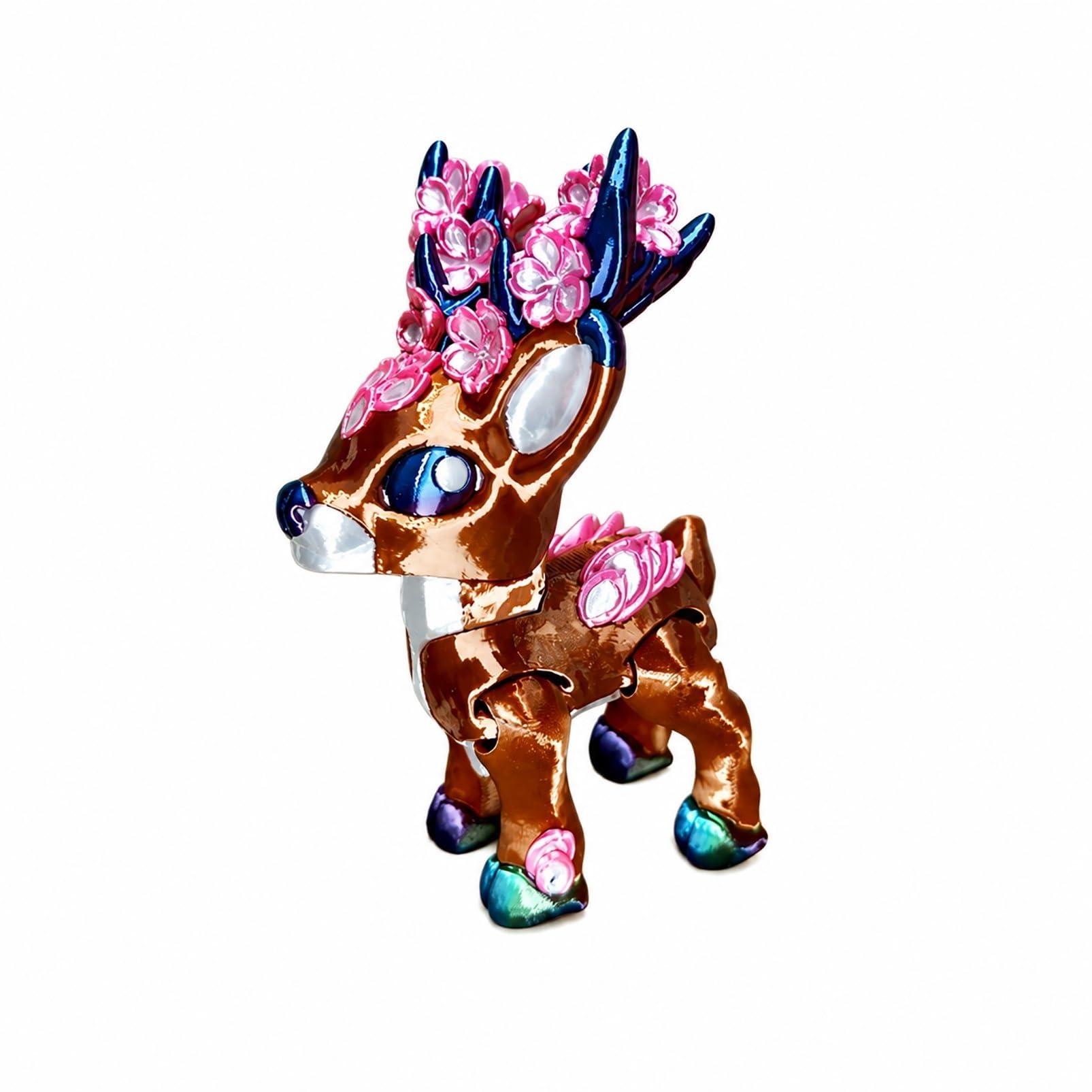 CASOME Cute Sakura Deer Decor Figurine, 3D Printed Fantasy Fawn Display Ornament For Desktop, Bookshelf, Gaming Setup & Whimsical Room Decor(B,L)