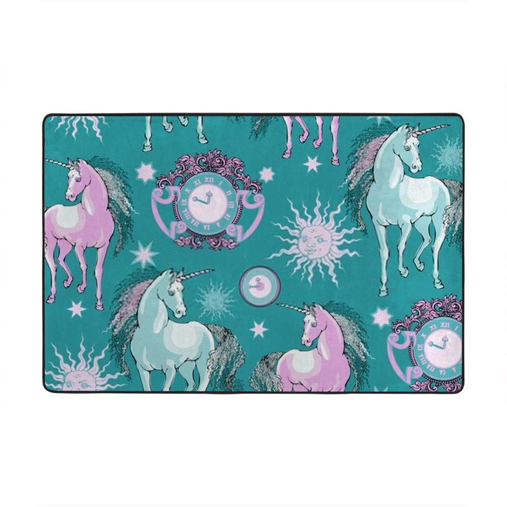 Tapis licorne turquoise en velours corail premium Ruchen pour décoration soignée