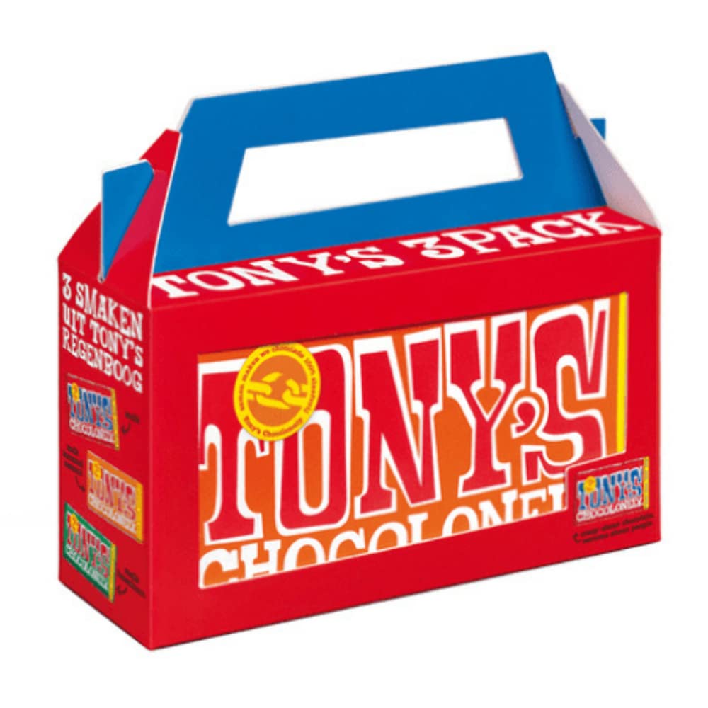 Tony's Chocolonely - Rainbowpack Classic - 3 x 180 gramm Schokolade - 3 Verschiedene Schokoriegel- Belgium Fairtrade Chocolate