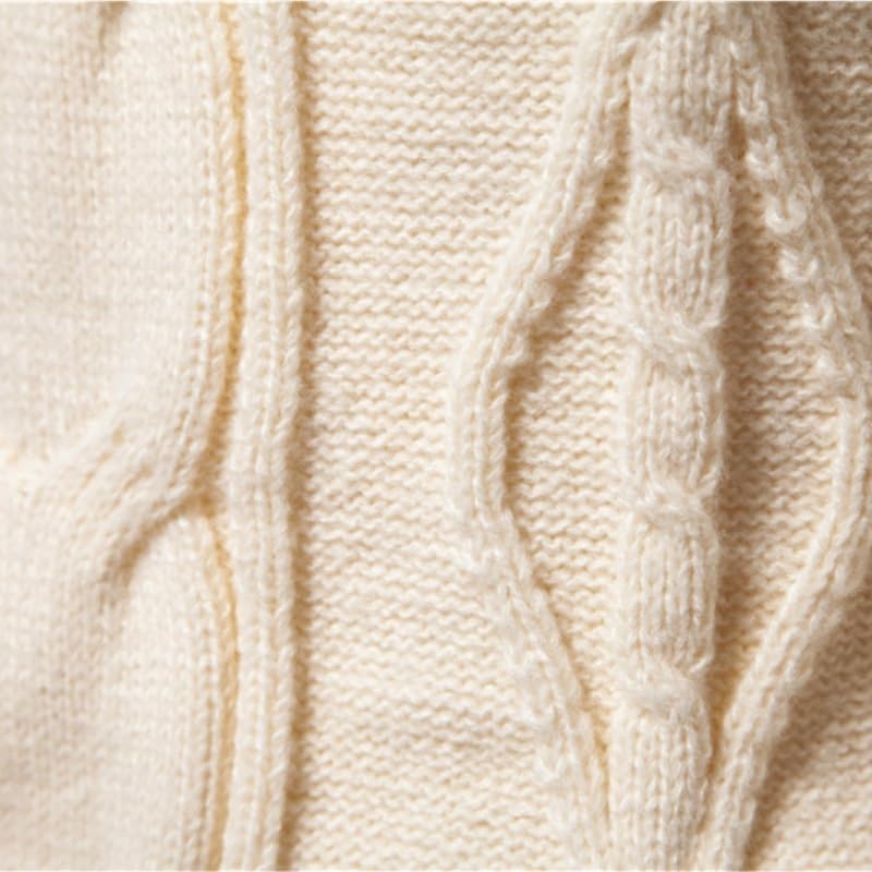 Men's Winter Sweater Solid Color Round Neck Thick Base Perforated Knit Sweaters